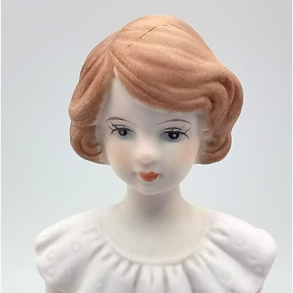 Enesco Birthday Girl Figurine Number 13 Pink Dress Red Hair Vintage 6 Inch 1982 - Picture 3 of 13